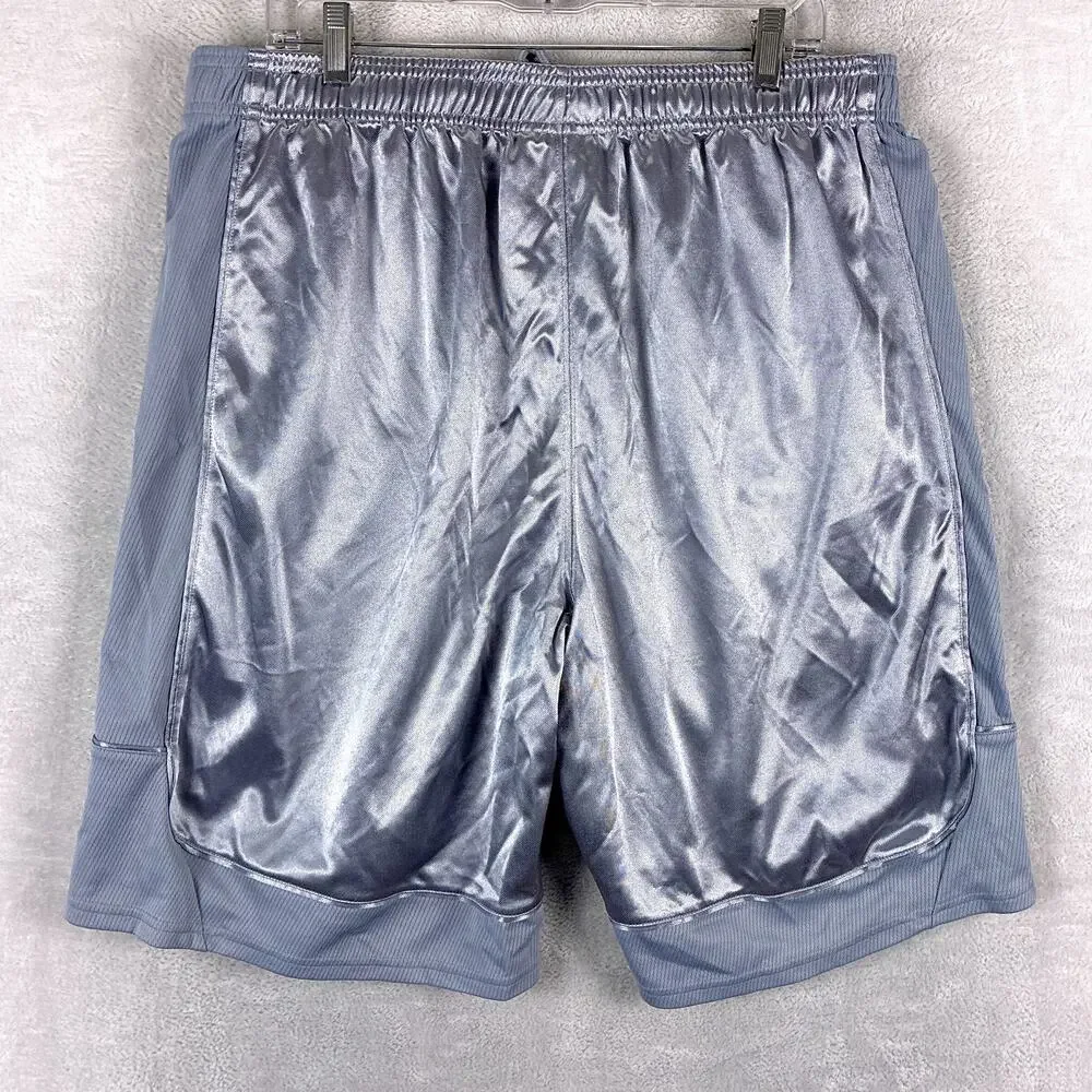 VTG AND1 Shorts Men XL Silver Dazzle Basketball Shiny Silky Mesh Gym Workout Y2K